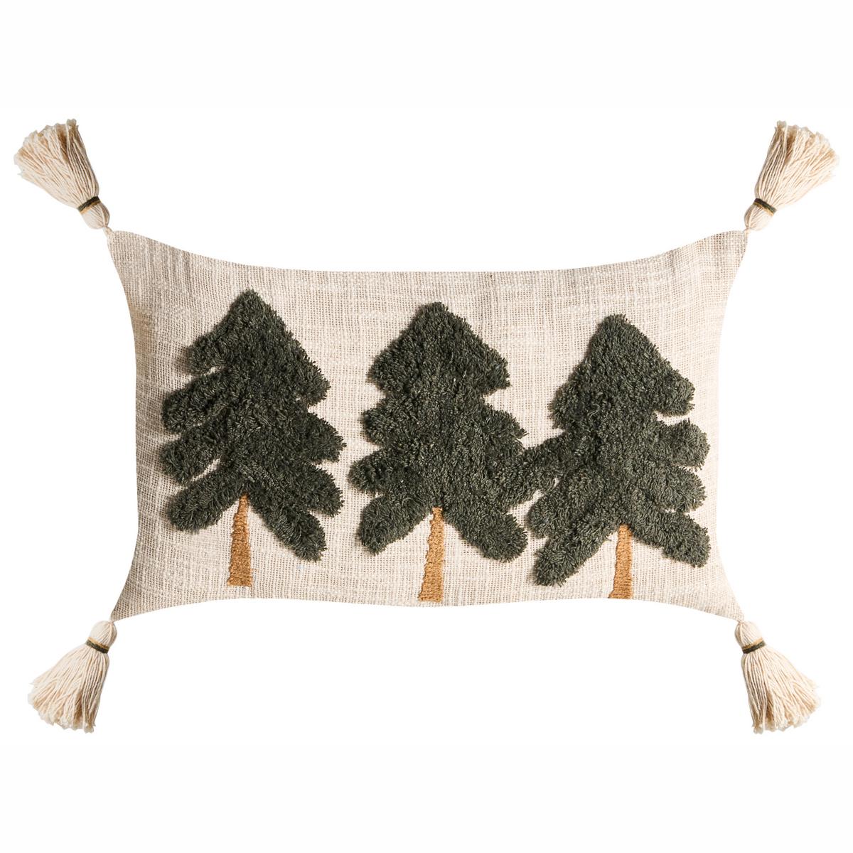 DEKOKISSEN 2er-Set Hellbeige 50/30 cm Fagraea - Beige/Grün, Naturmaterialien (50/30cm) - Beliani