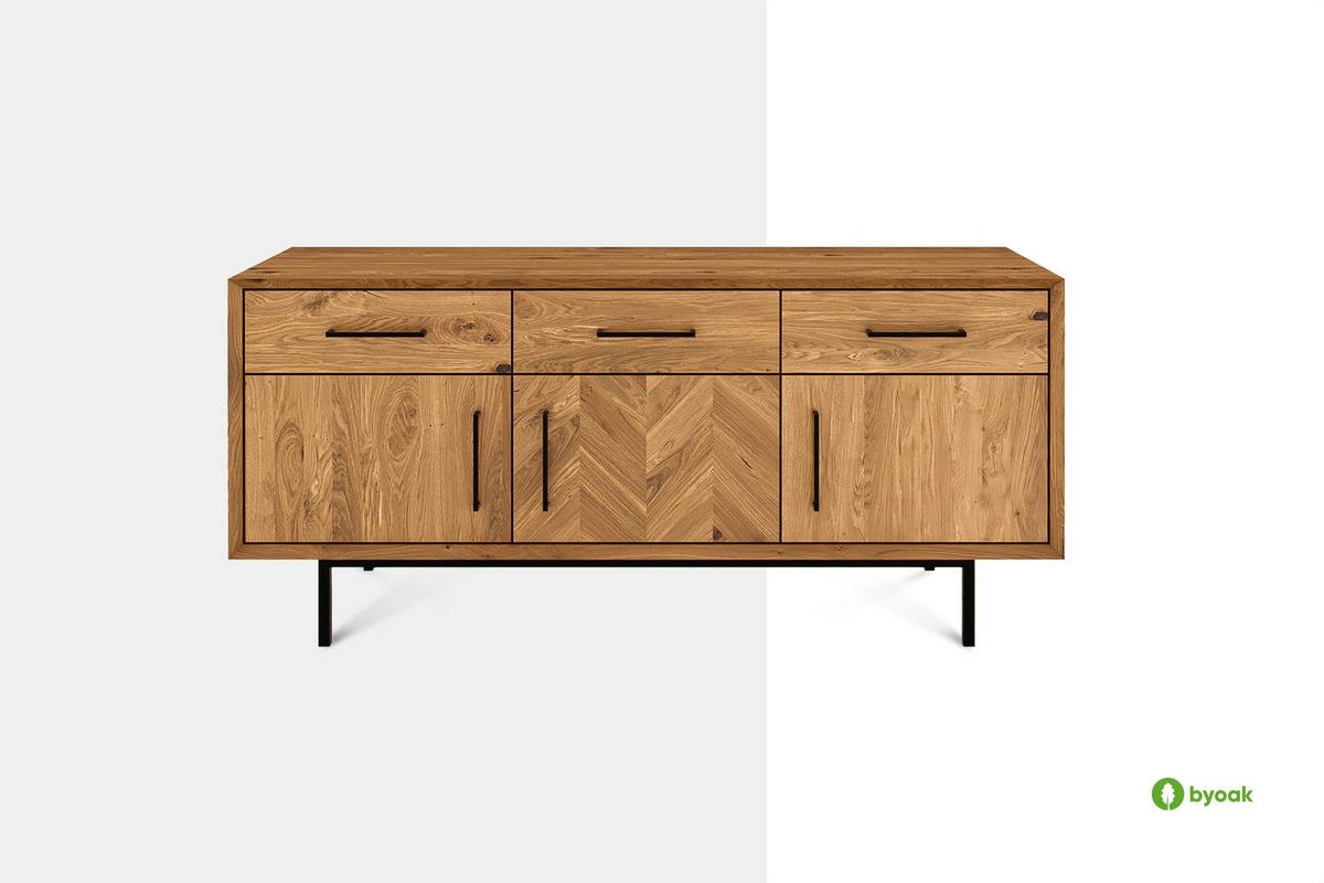 KOMMODE BREIT LEON Wildeiche - Wildeiche, Holz (144/65/45cm) - byoak