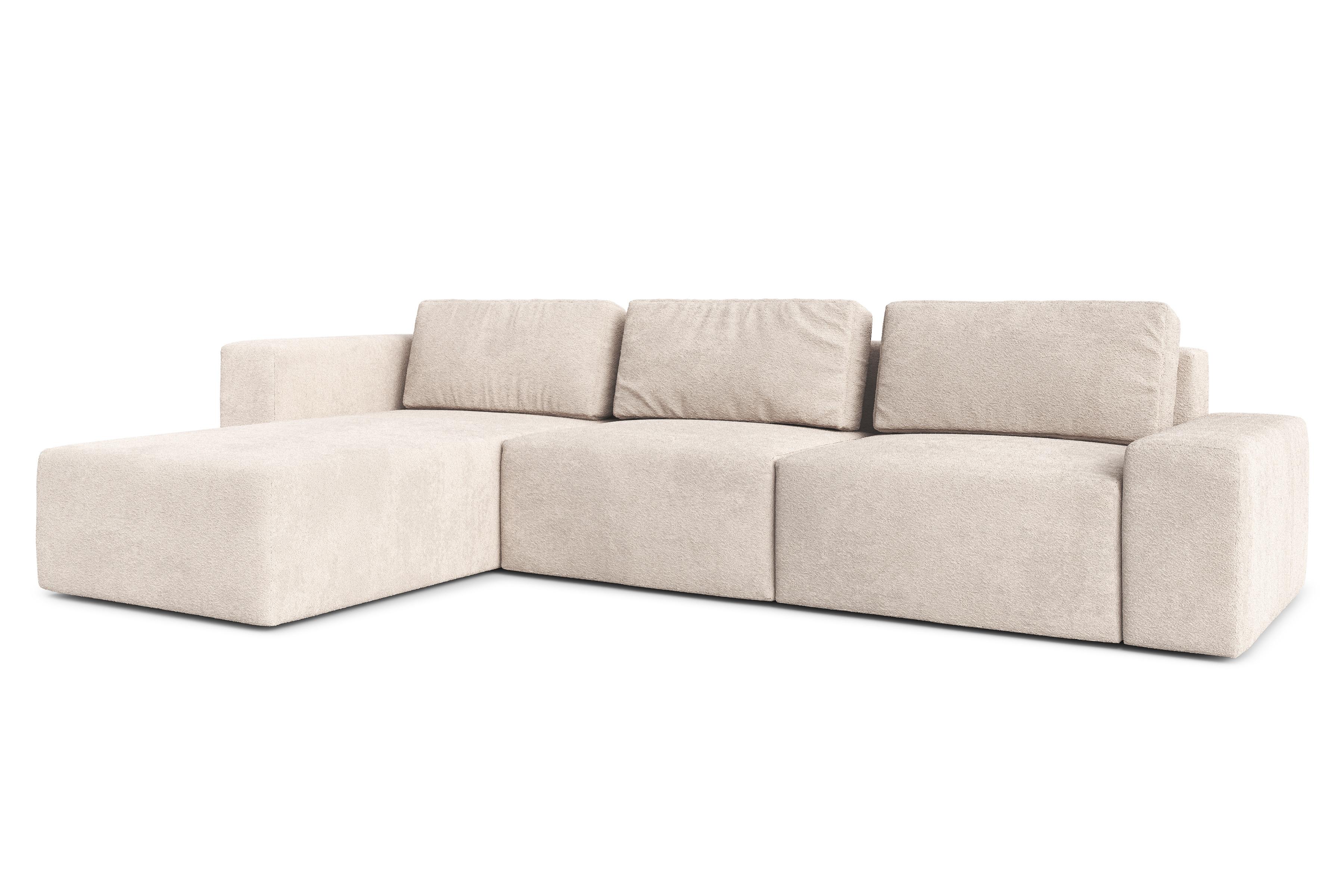 ECKSOFA L Form Arkleton Beige 360/180/93 cm Links Stil & Komfort - Beige/Schwarz, Kunststoff/Textil (180/360cm) - AX Living