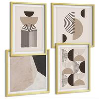 BILDER SET 4er Set - 50x50 cm & 40x60 cm Goldrahmen - Abstrakte geometrische Muster - Goldfarben, Kunststoff (50/50cm) - TULUP