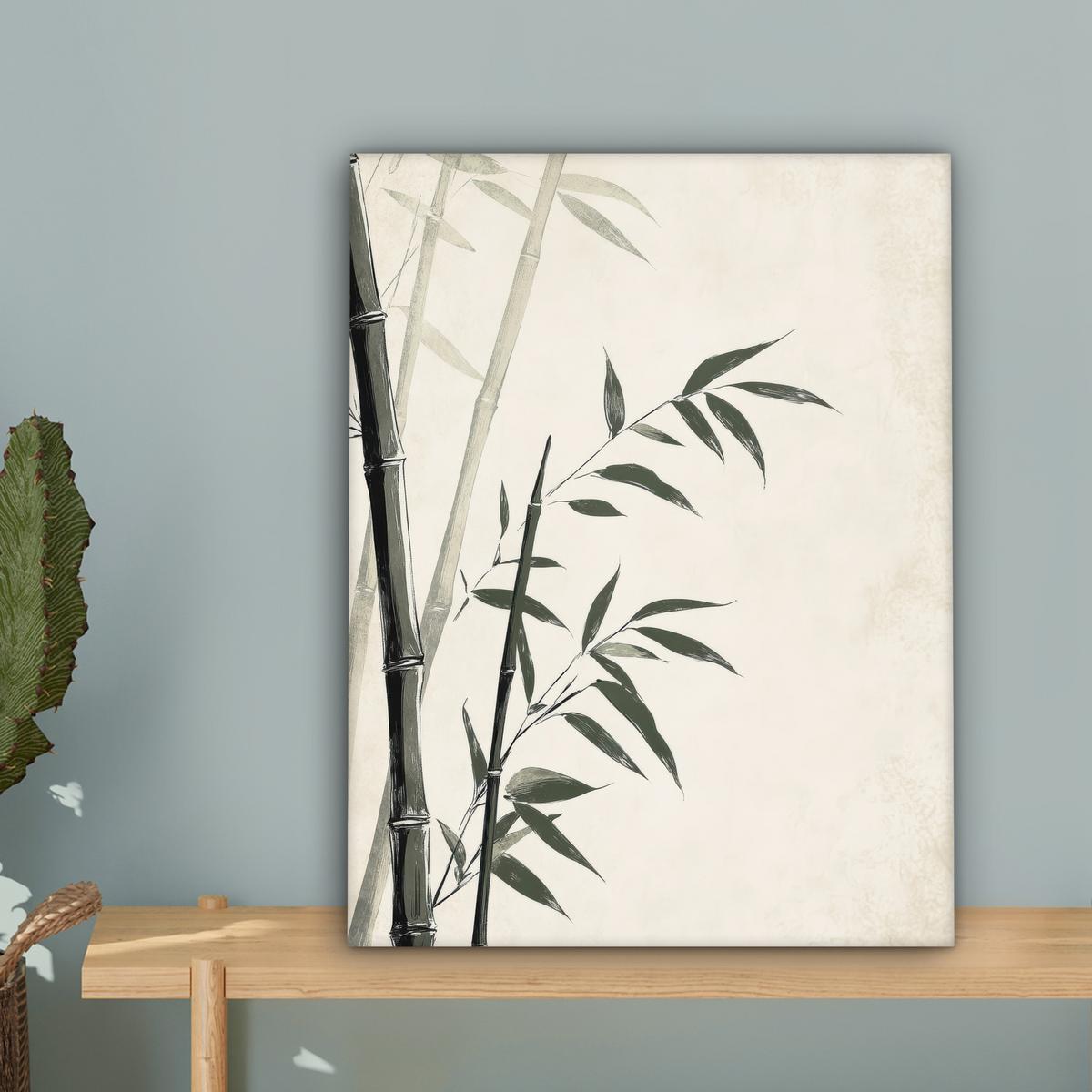 LEINWANDBILD Japandi - Bambus - Beige Room Decor 30x40 cm - Eukalyptusholzfarben, Textil (30/40cm) - MuchoWow