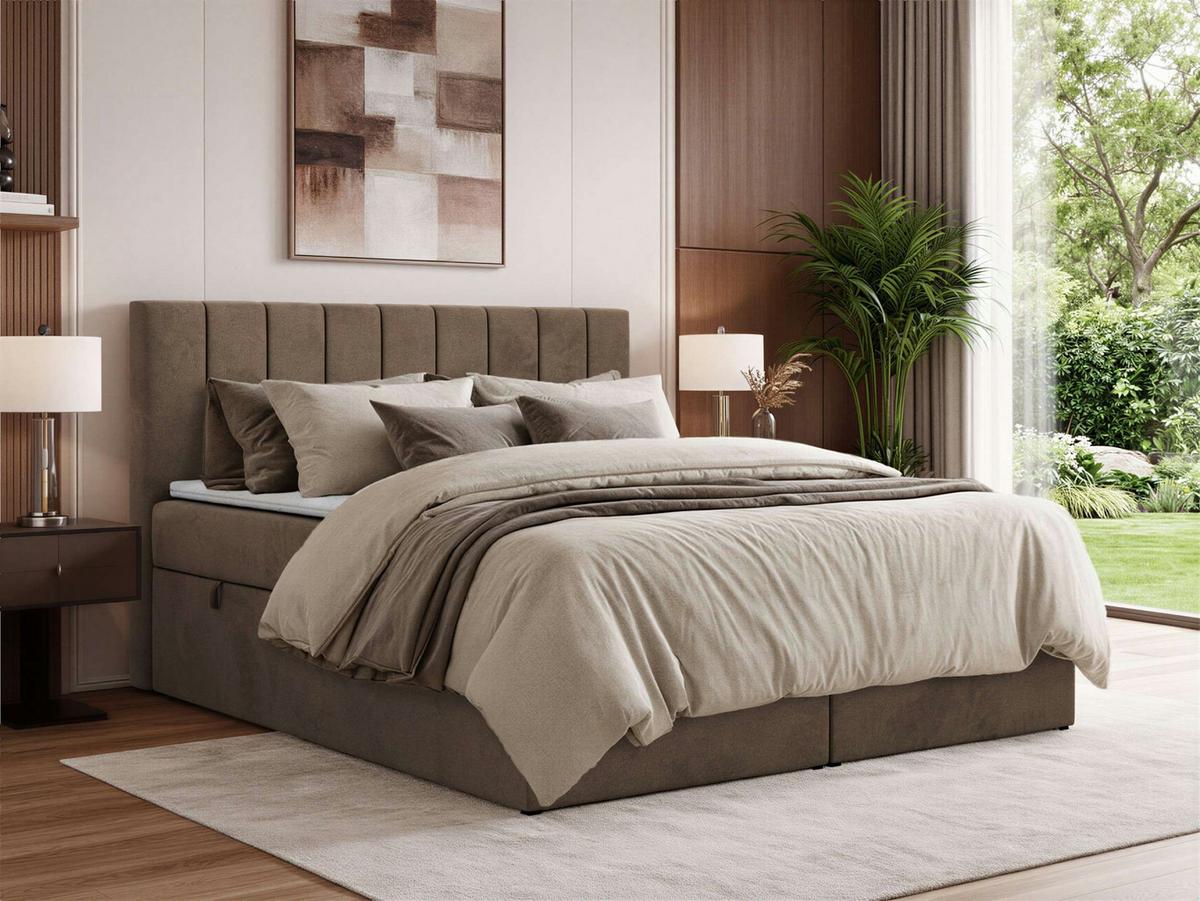 BOXSPRINGBETT ALVER 180/200 - Braun Velvet - H4 - Braun, Textil (180/200cm) - MKS