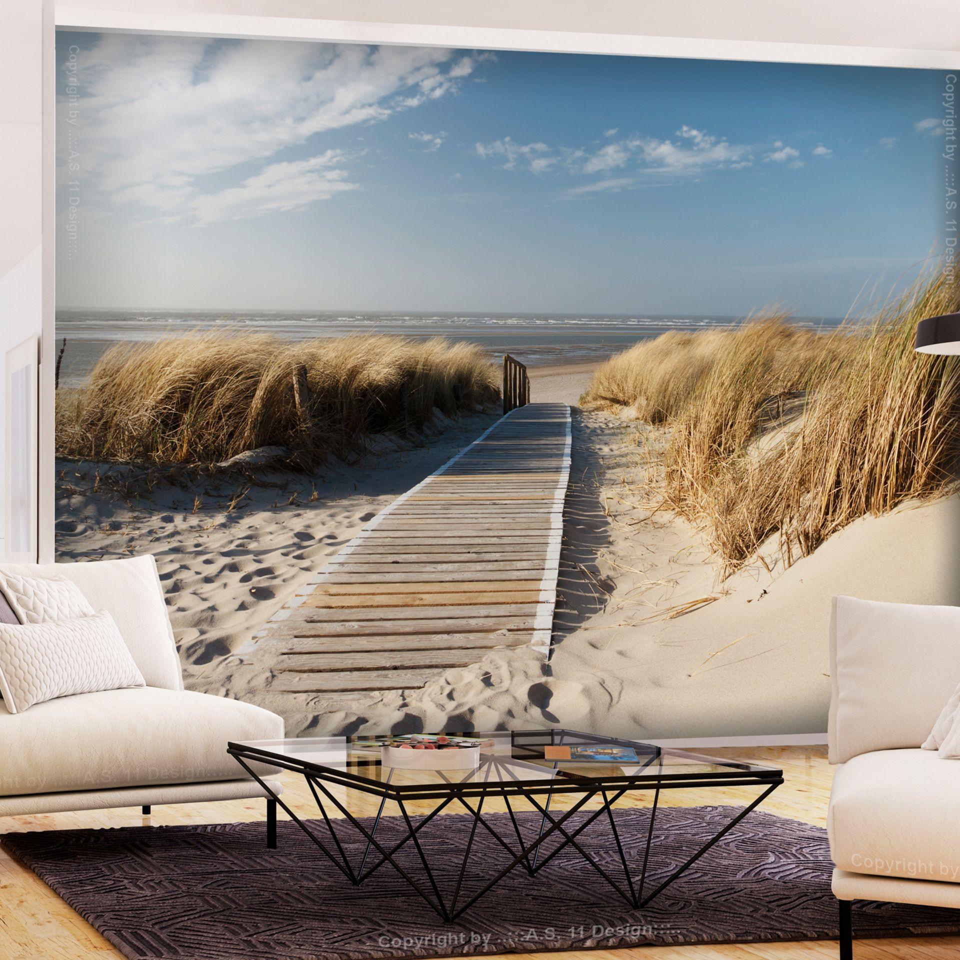 SELBSTKLEBENDE FOTOTAPETE 392/280 cm - Blau/Beige, Kunststoff/Textil (392/1cm) - KUNSTLOFT