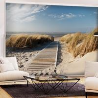 SELBSTKLEBENDE FOTOTAPETE 392/280 cm - Blau/Beige, Kunststoff/Textil (392/1cm) - KUNSTLOFT