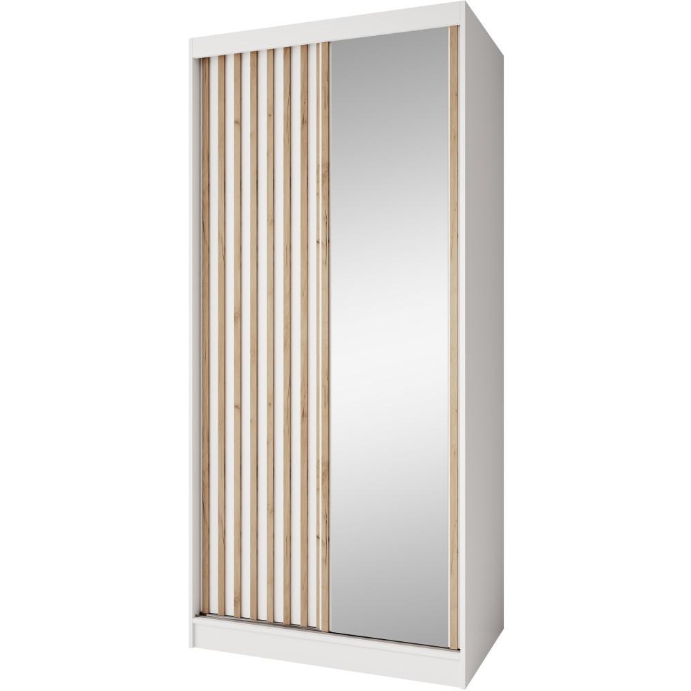 SCHWEBETÜRENSCHRANK Donatello mit 2 Türen. 100 cm, Weiß+eiche Artisan - Weiß/Eiche Artisan, Holzwerkstoff (100/205/60cm) - Beautysofa