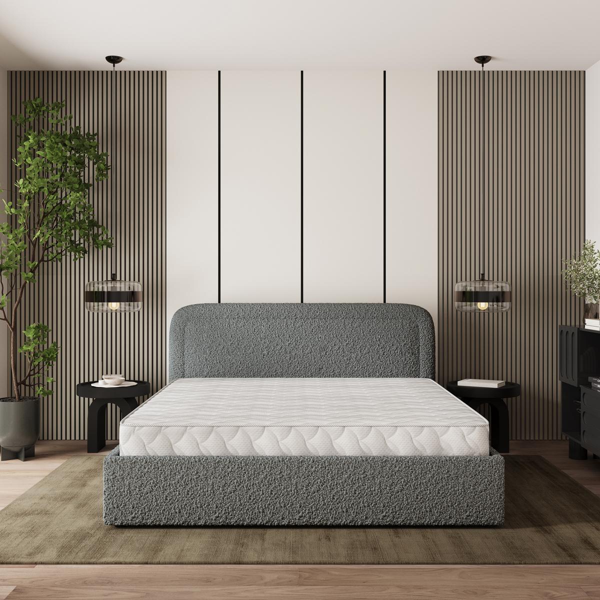 POLSTERBETT BENIRA Q 200x200 cm mit Bettkästen - Grau - Grau, Holz/Textil - MASSENO