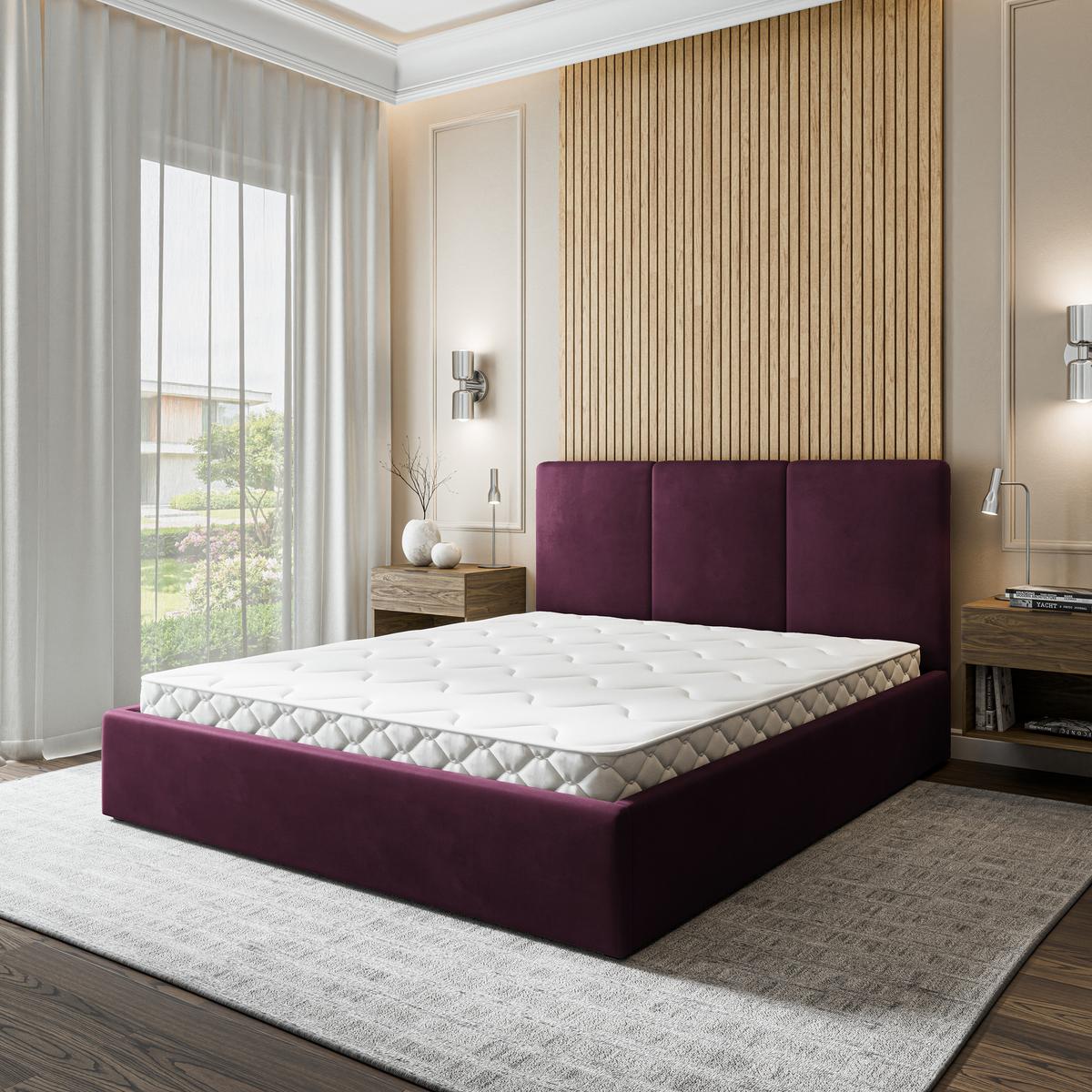 POLSTERBETT AZURI 140x200 cm mit Bettkästen - Violett - Violett, Holz (140/200cm) - MASSENO