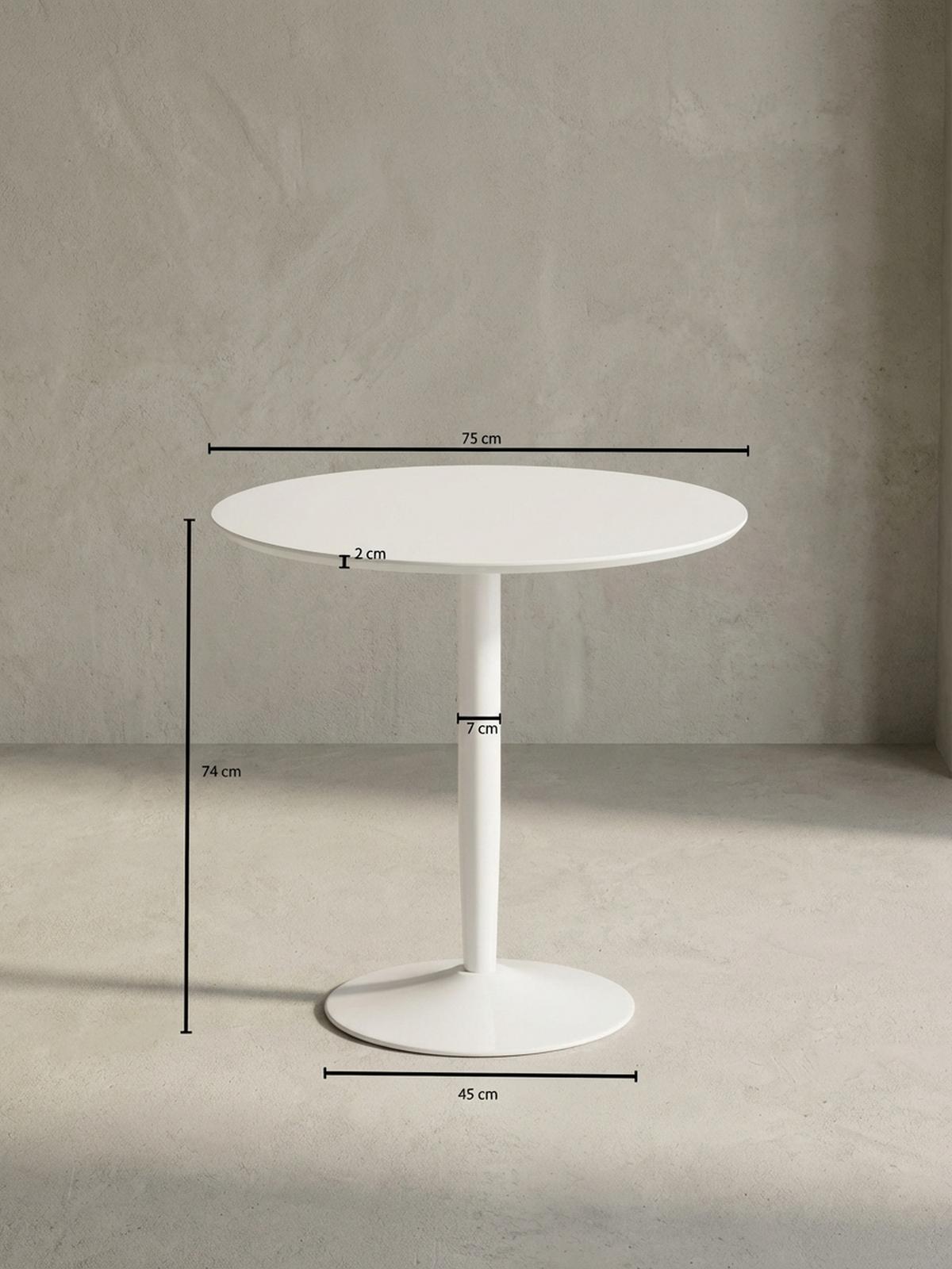 ESSTISCH – Hochglanz Weiß 75x75x74 cm Trompetenfuß für 2 Personen - Weiß, Holz/Metall (75/75/74cm) - KADIMA DESIGN