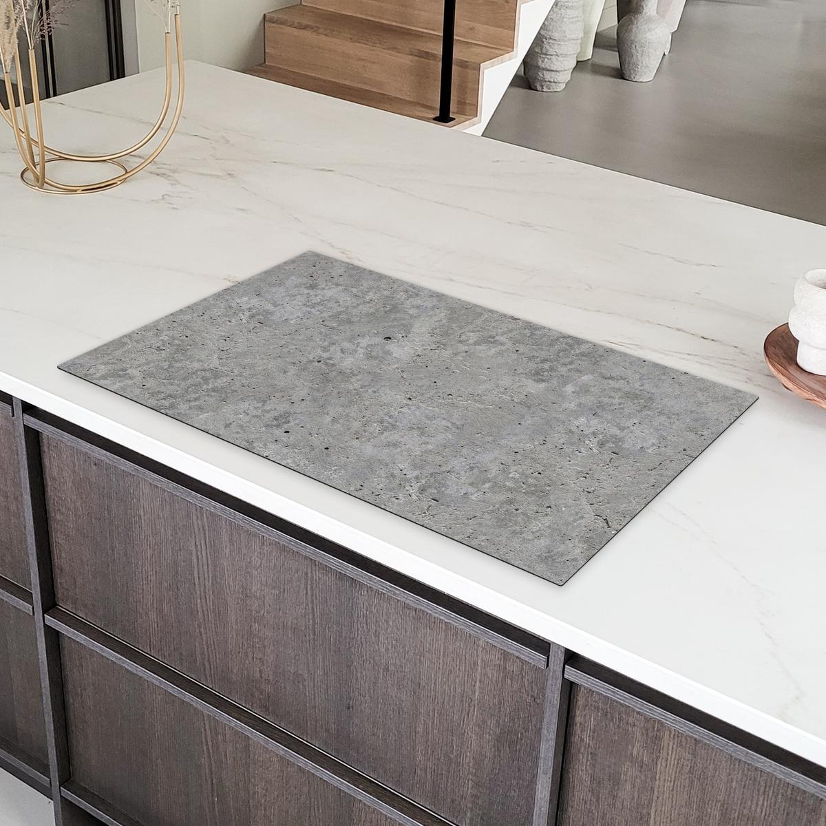 HERDABDECKPLATTE Beton - Schiefer - Grau - Struktur aus Beton Induktionsschutz 91.2x52 cm - Hellgrau, Kunststoff (91.2/52/0.2cm) - MuchoWow
