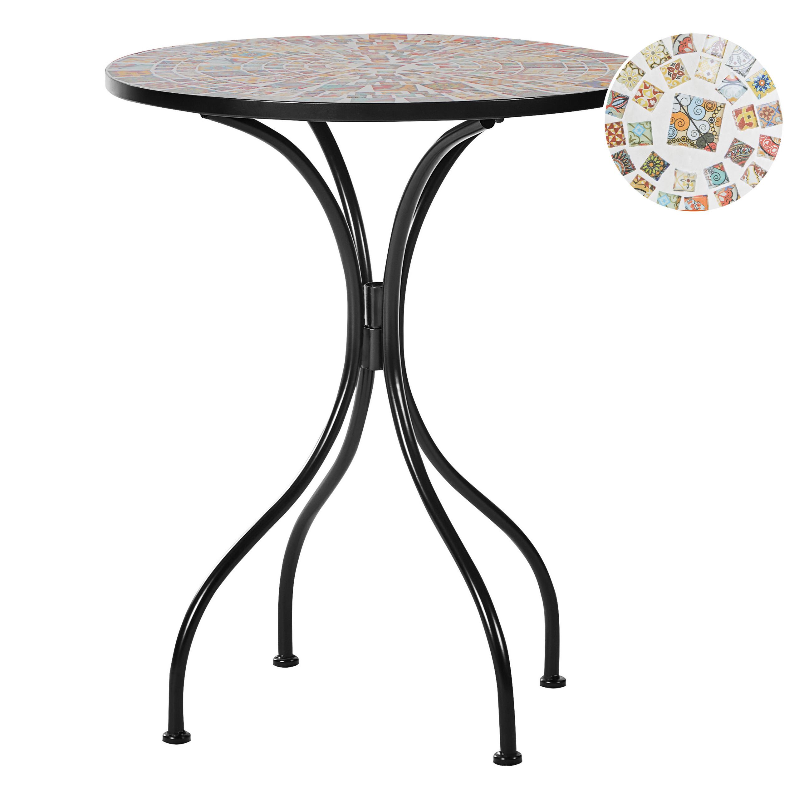 GARTENTISCH Schwarz Casario - Multicolor/Schwarz, Metall (60/60/74cm) - Beliani