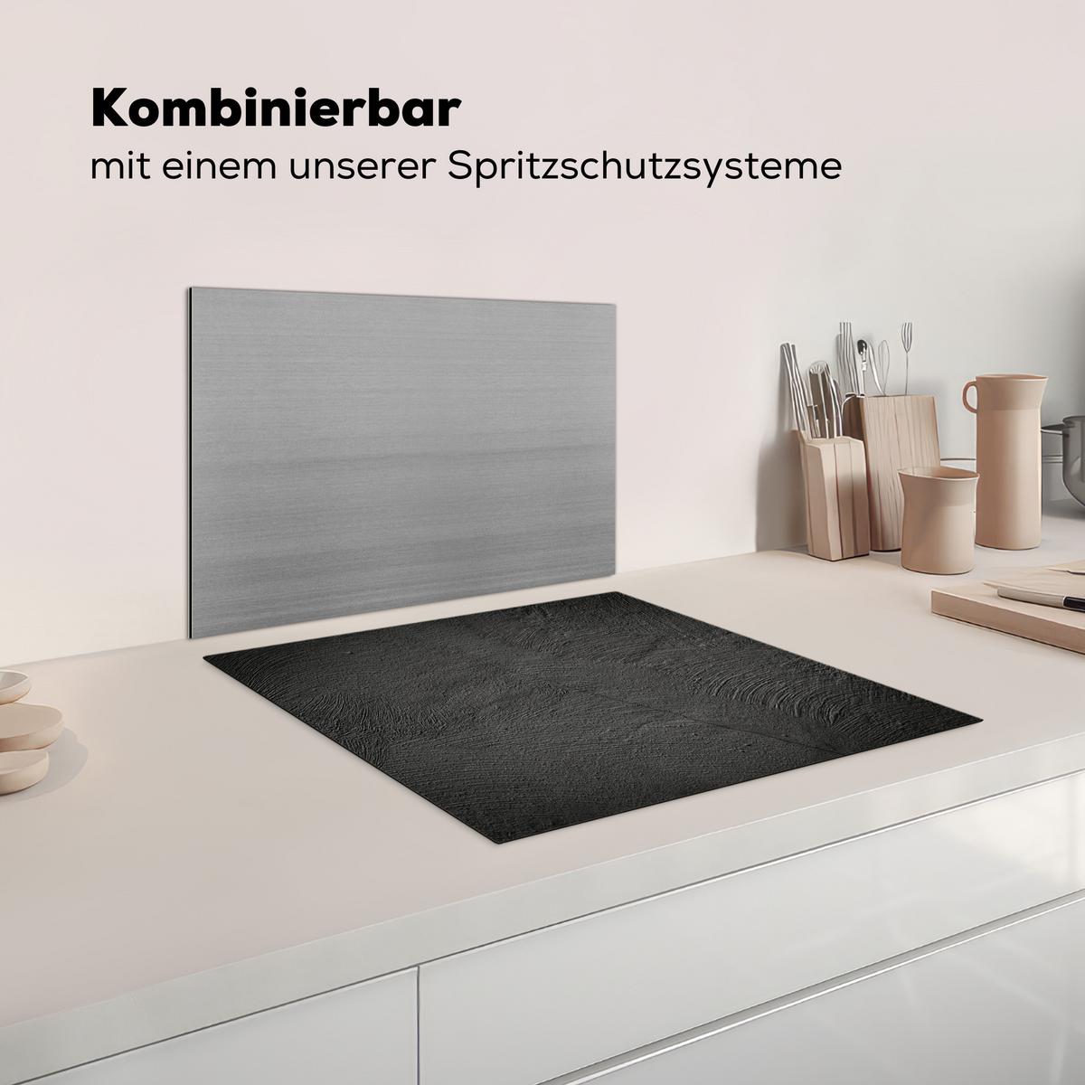 HERDABDECKPLATTE Beton - Schwarz - Industriell Abdeckung Ceranfeld 57.6x51.6 cm - Anthrazit, Kunststoff (57.6/51.6/0.2cm) - MuchoWow