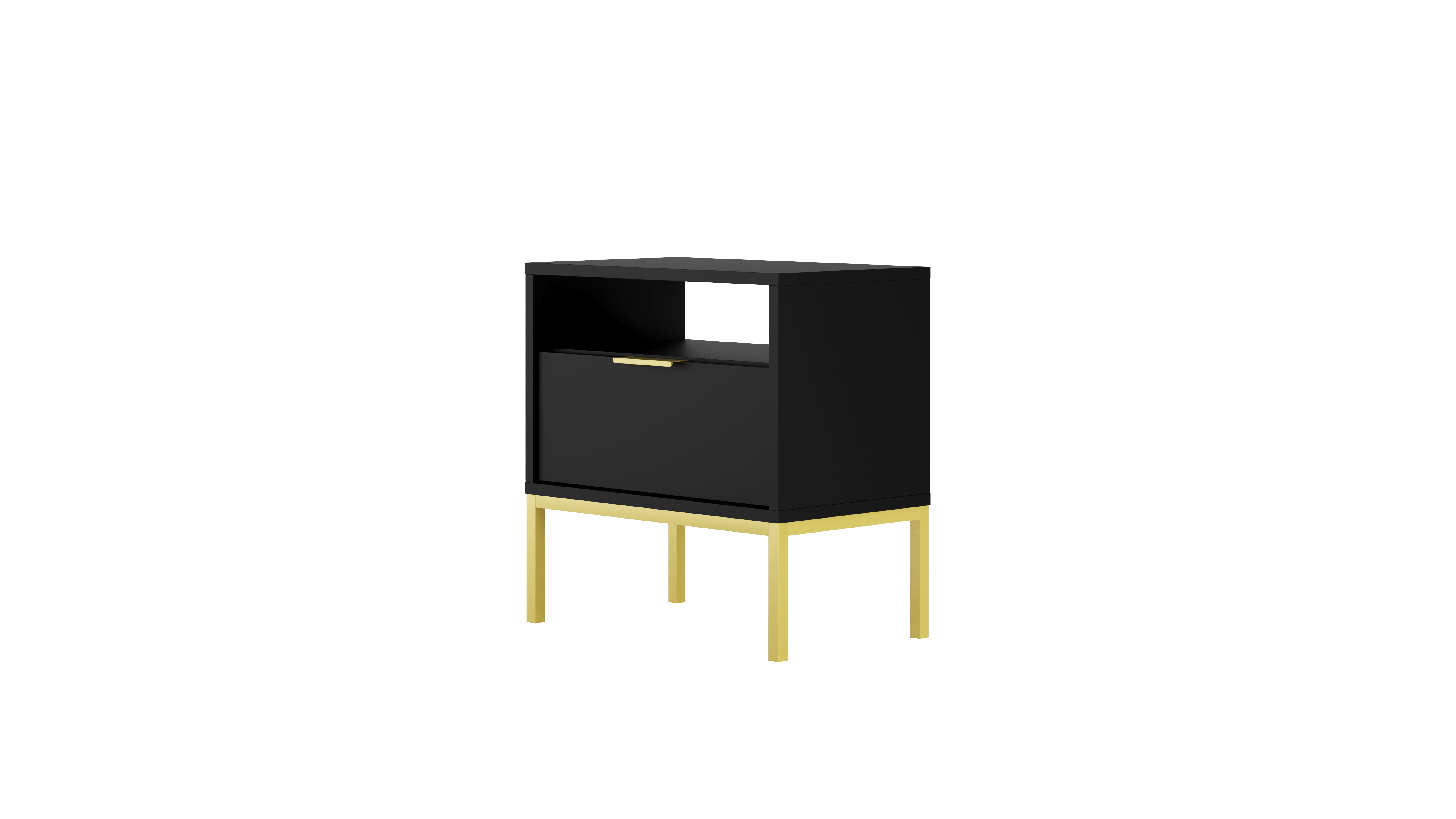 NACHTSCHRANK Austin 33/56,4/55 cm - Goldfarben/Schwarz, Holzwerkstoff (33/56/55cm) - RAUMHIRSCH FURNITURE