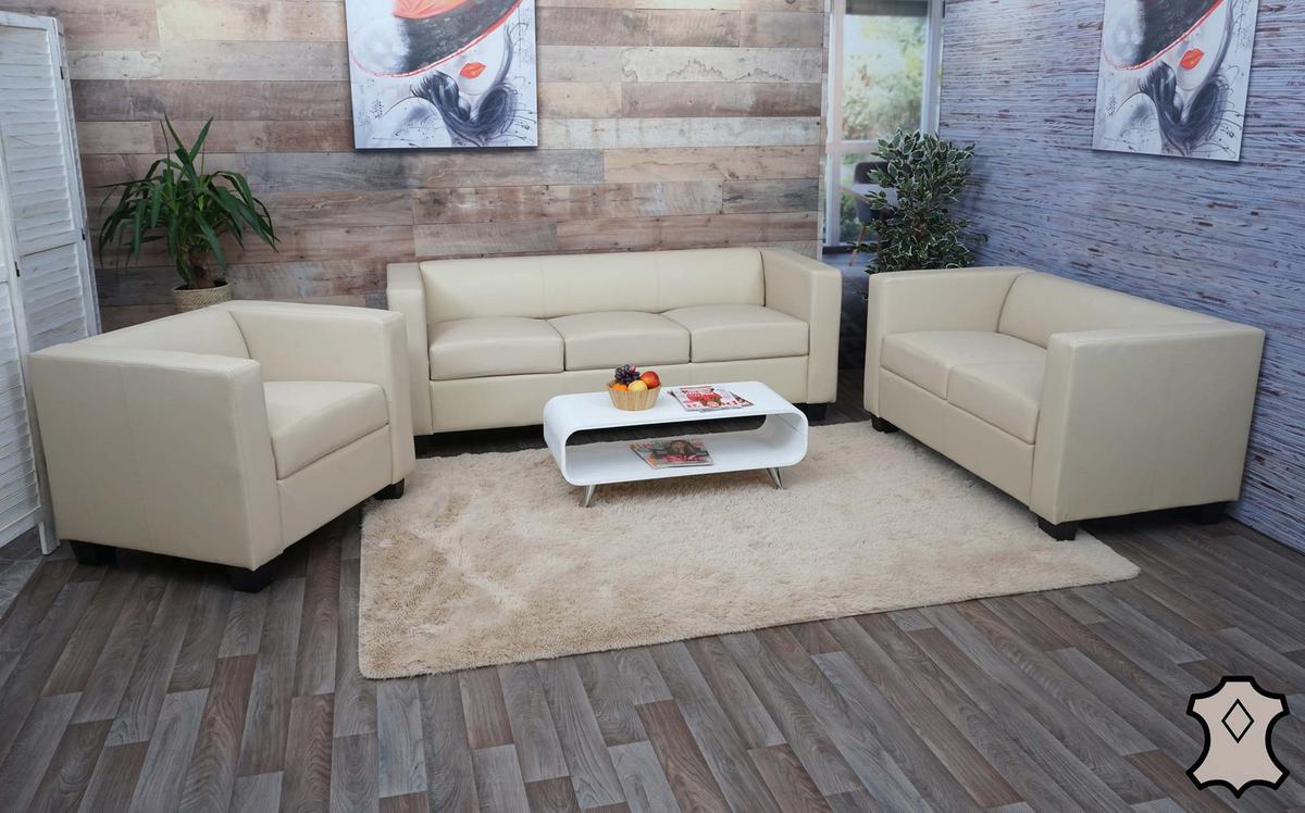 3-2-1 SOFAGARNITUR Cremeweiß - Weiß, Leder (400/70/300cm) - MCW