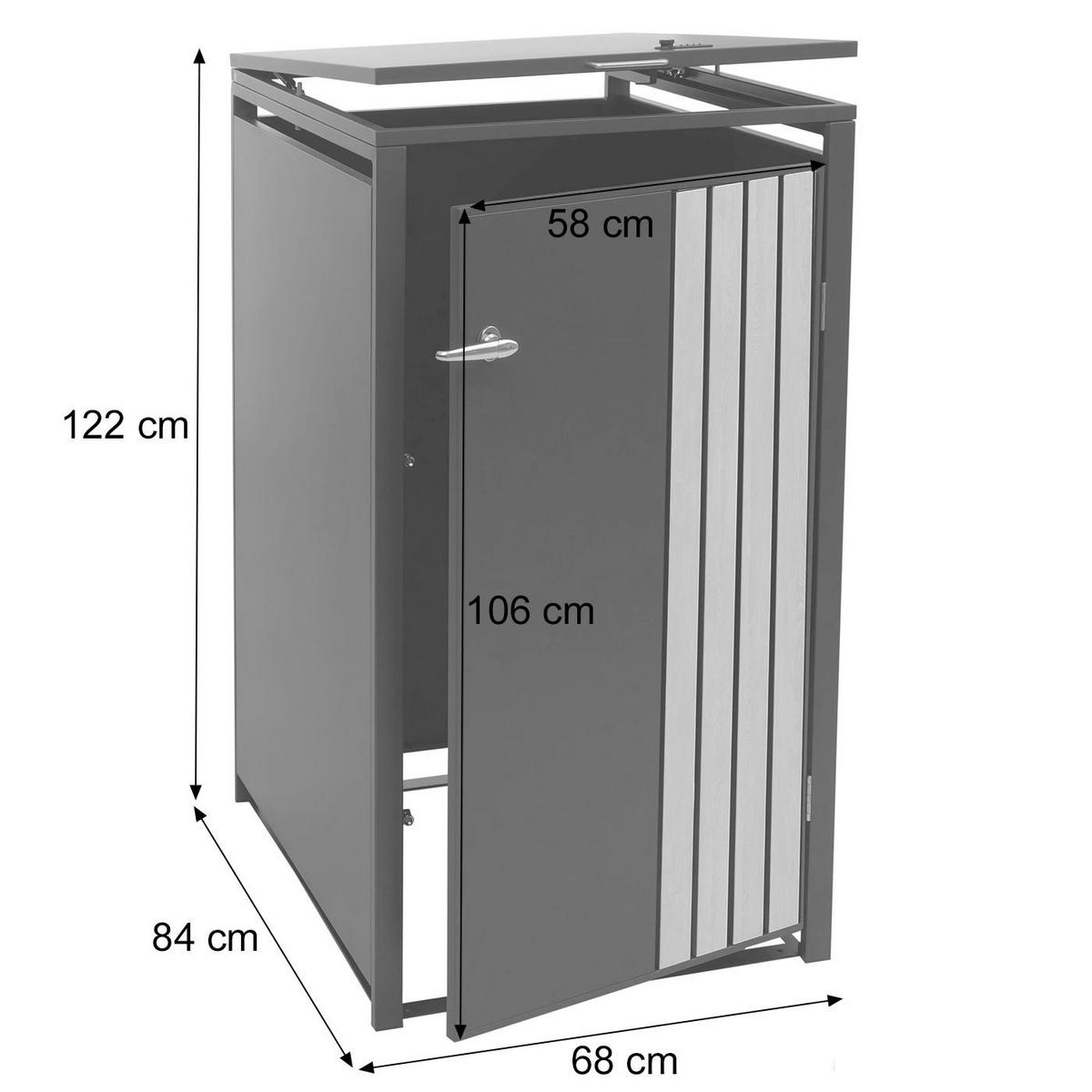 1ER-MÜLLTONNENVERKLEIDUNG Anthrazit, Silber - Anthrazit/Silberfarben, Metall (68/122/84cm) - MCW