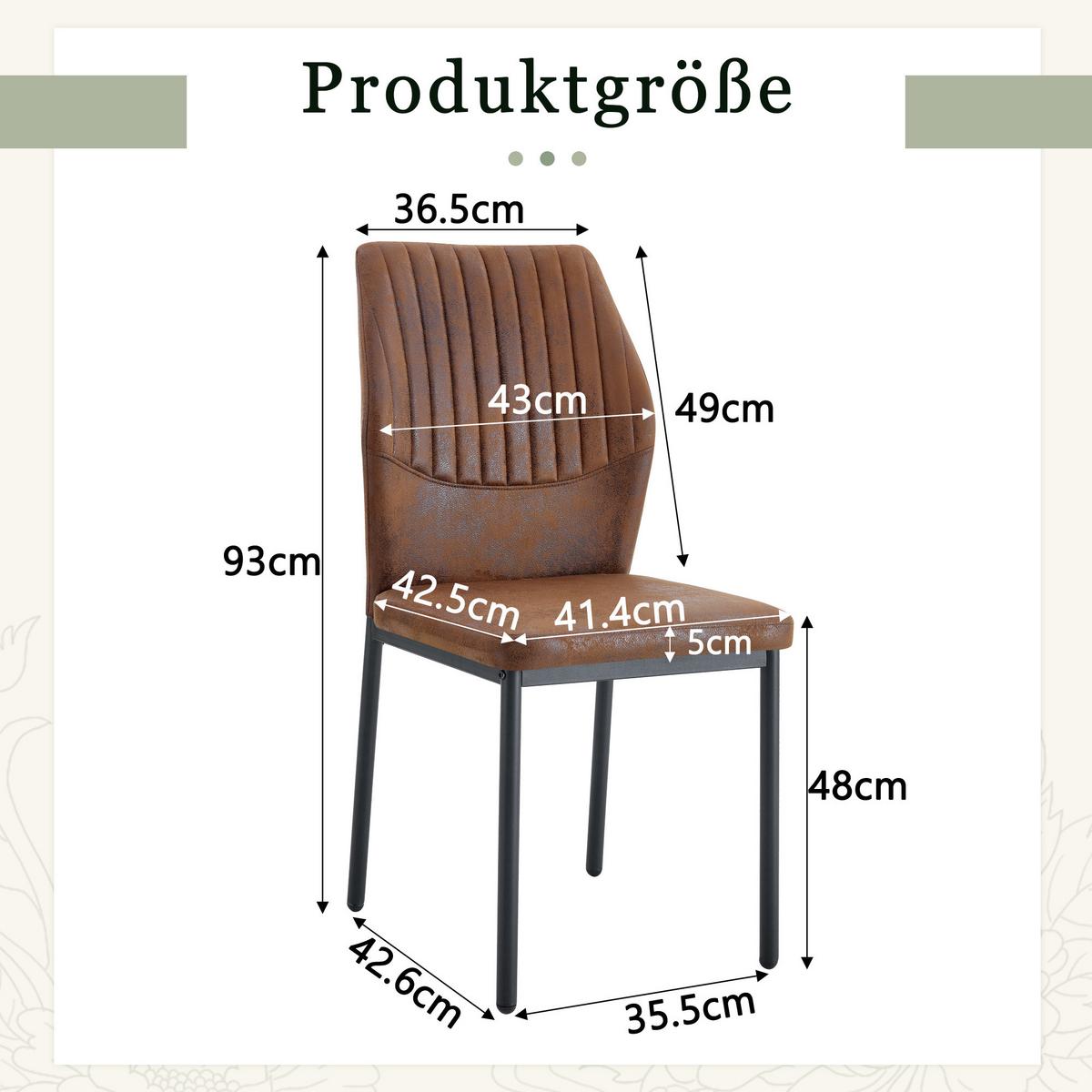 ESSZIMMERSTUHL 4er set stoff tech gepolstert metallbeine ergonomisch - Braun, Textil (43/93/42.6cm) - Urban Meuble
