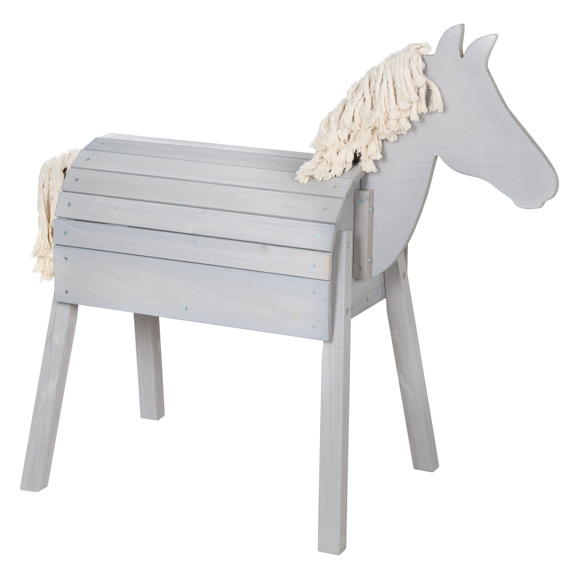 SPIELPFERD OUTDOOR Spielpferd Outdoor grau - Grau, Holz (110/48cm) - Roba