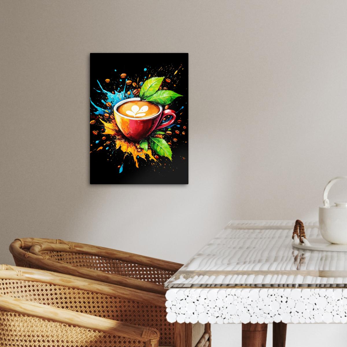 LEINWANDBILD Kaffee - Graffiti - Trinken - Abstrakt Room Decor 30x40 cm - Mokka, Textil (30/40cm) - MuchoWow