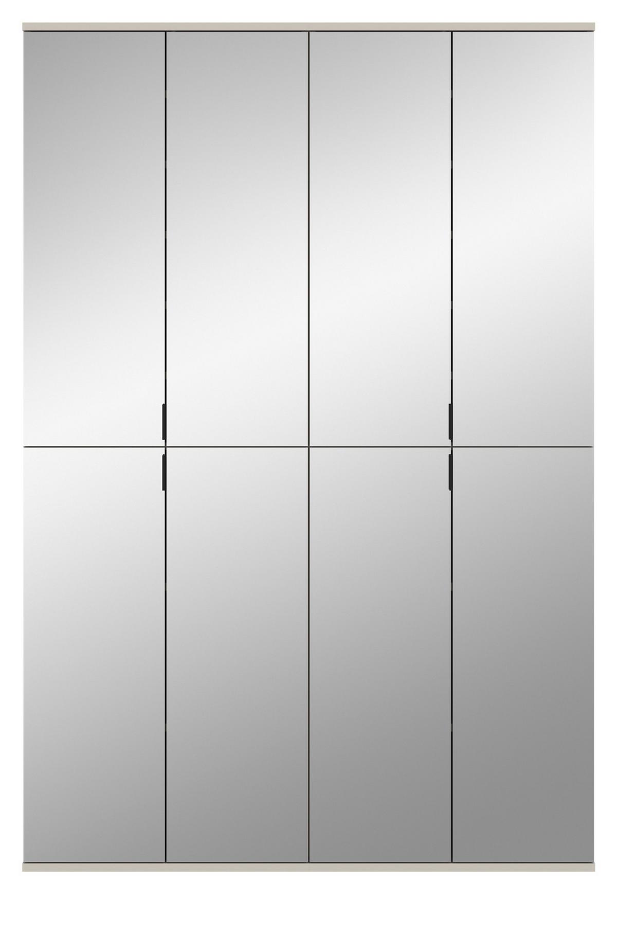 GARDEROBENSCHRANK Kaschmir 122 x 193 cm, Flurschrank mit Spiegel - Kaschmir/Schwarz, Glas/Holzwerkstoff (122/193/34cm) - Inn.Furn