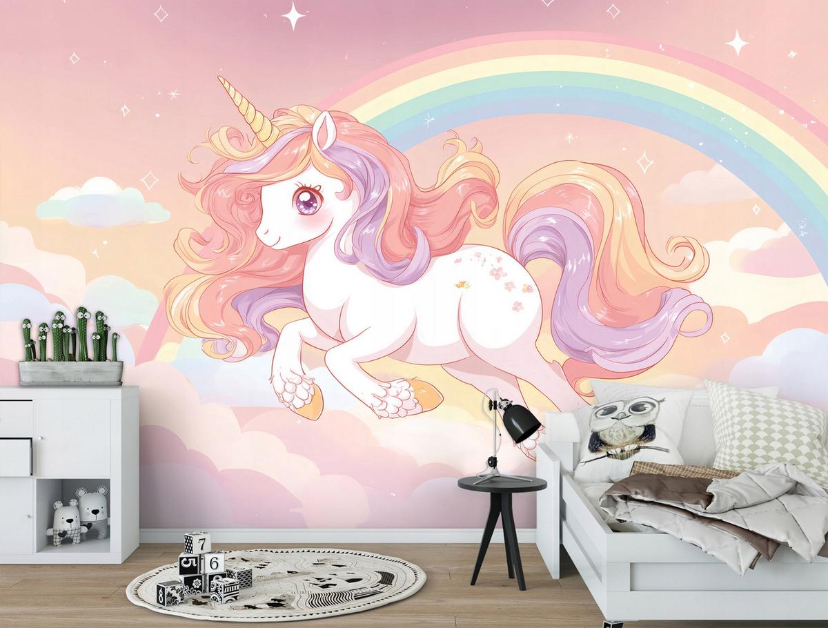 FOTOTAPETE Mädchen Einhorn Rosa 400x280 cm - Multicolor, Papier (400/280cm) - Wallarena