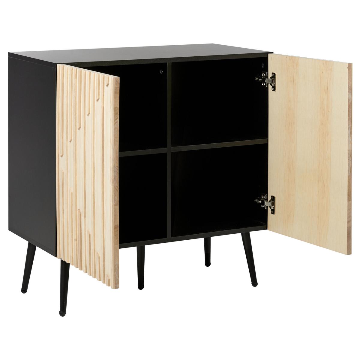 SCHRANK Braun/Schwarz Dalcross - Braun, Holzwerkstoff (80/80/43cm) - Beliani