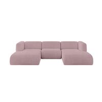 WOHNLANDSCHAFT MIRA-U1 317x179x70 Rosa Cord - Schwarz/Rosa, Holzwerkstoff/Kunststoff (317/70/179cm) - ALTDECOR