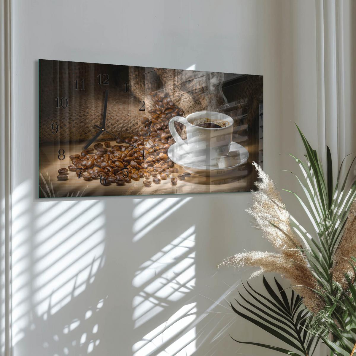 WANDUHR aus Glas 60x30 cm - Kaffee - Braun, Glas (60/30/0.4cm) - TULUP