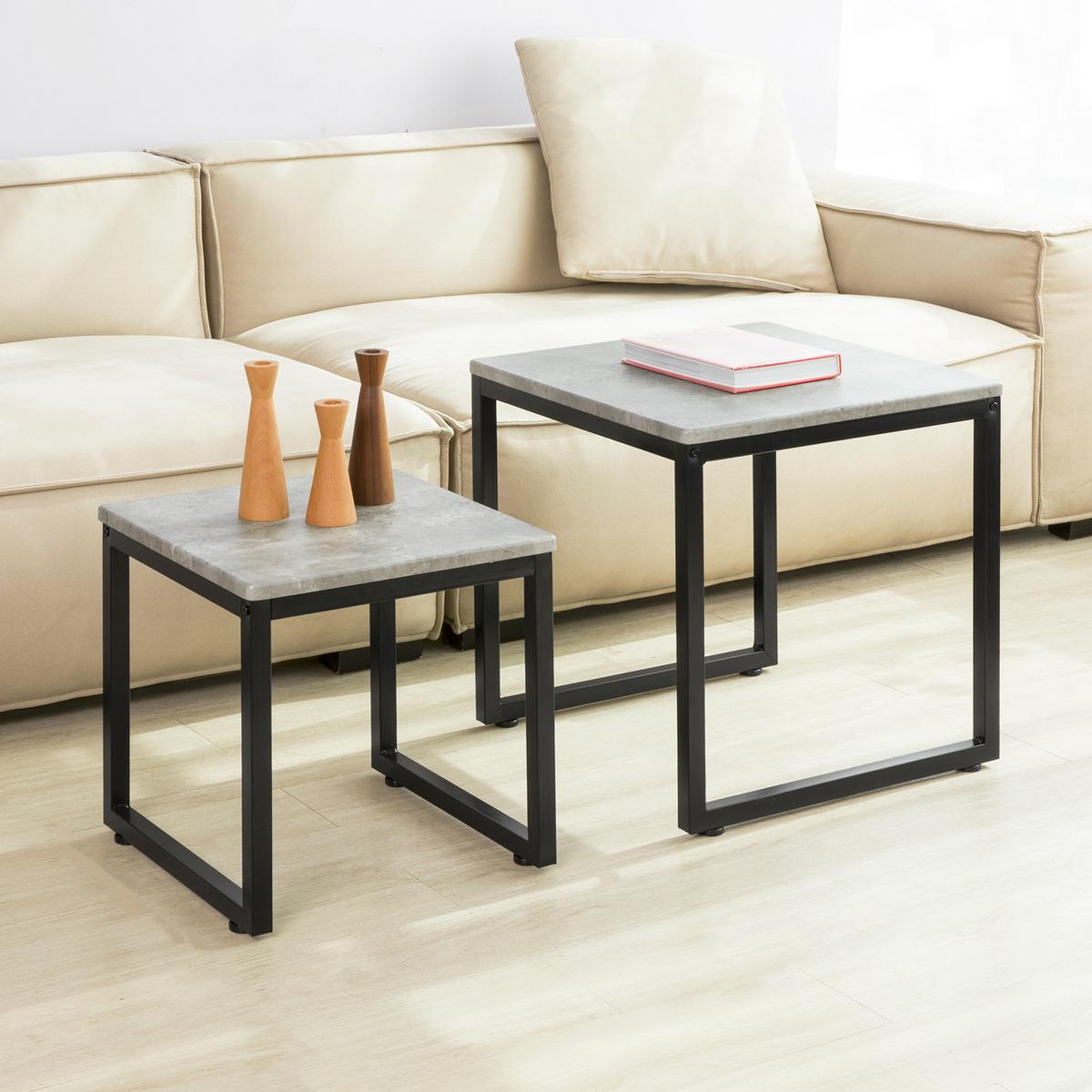 COUCHTISCH 2er Set Grau - Grau, Holzwerkstoff (50/50/50cm) - SoBuy