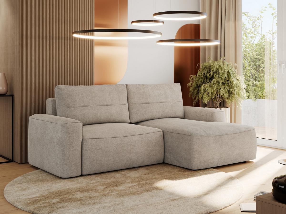 ECKSOFA BELLUNO L Beige Strukture - Rechts - Beige/Schwarz, Textil (233/144cm) - MKS