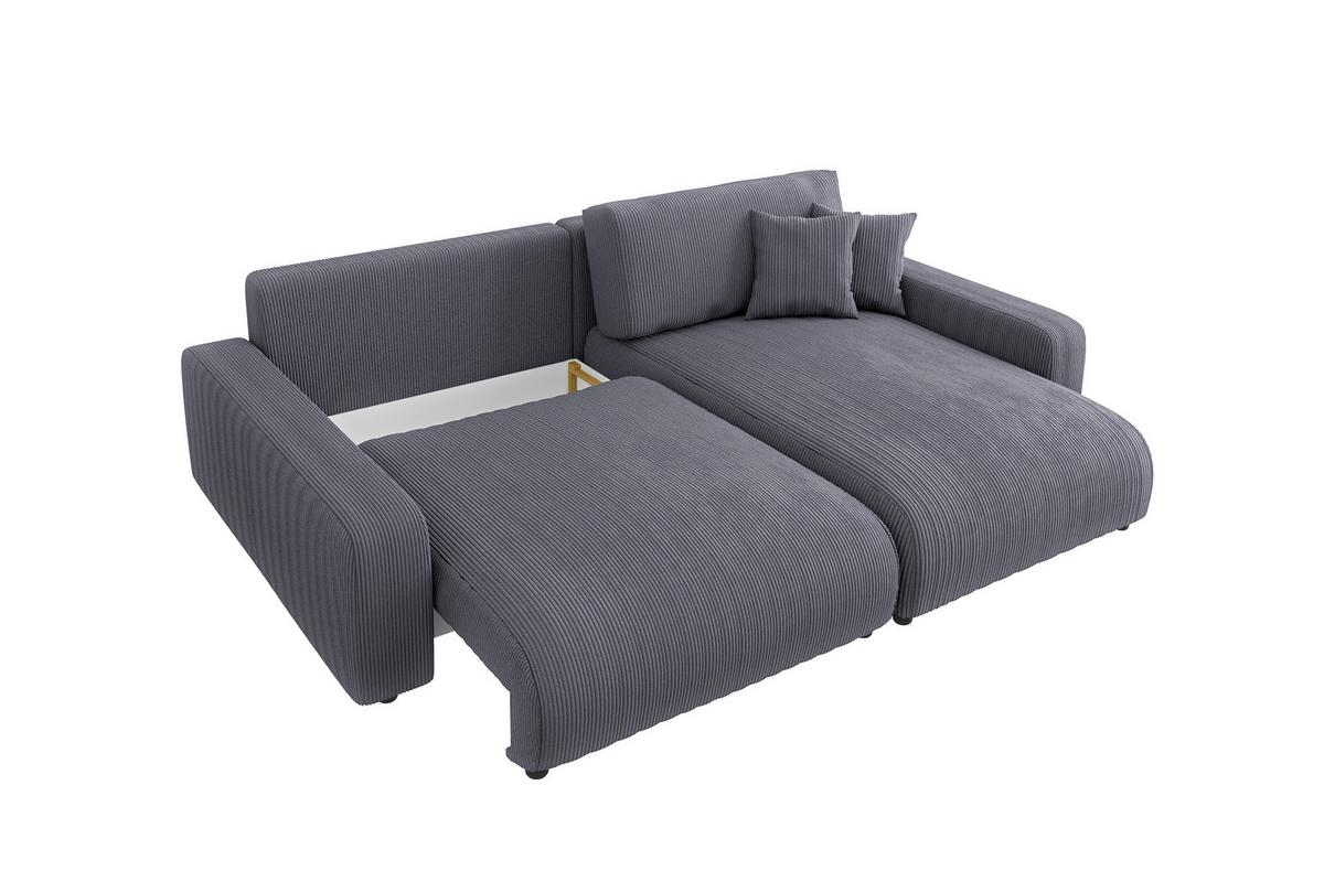 ECKSOFA Emma Grau Cord - Ottomane rechts - Grau, Textil (234/170cm) - S-Style Möbel