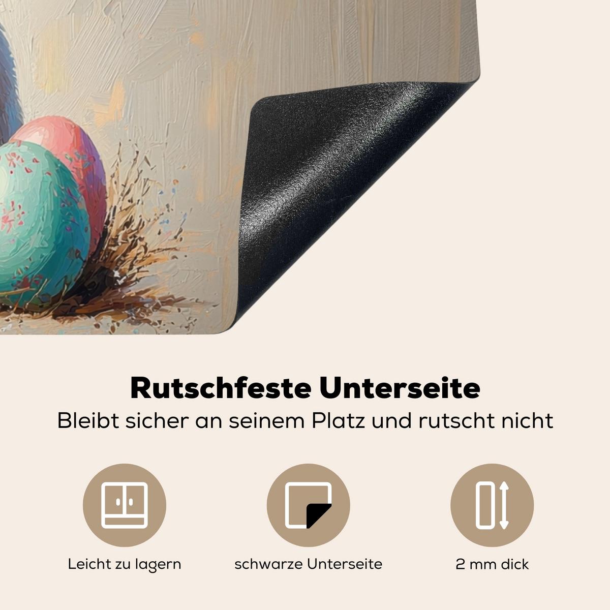 HERDABDECKPLATTE Osterhase - Pastell - Eier Ceranfeldabdeckung 85x52 cm - Beige, Kunststoff (85/52/0.2cm) - MuchoWow