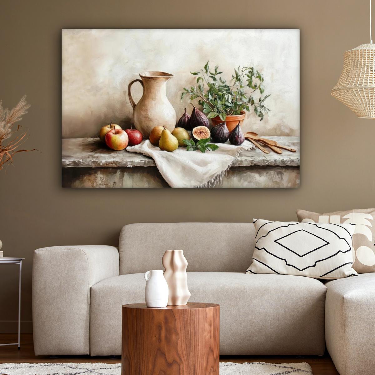 LEINWANDBILD Obst - Kräuter - Ländlich Groß 140x90 cm - Naturfarben, Textil (140/90cm) - MuchoWow