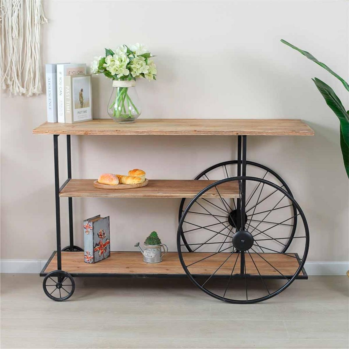 KONSOLENTISCH aus Metall und Holz, schwarz, 120x42x78cm - Schwarz, Holz (80/122/44cm) - Wanderlust