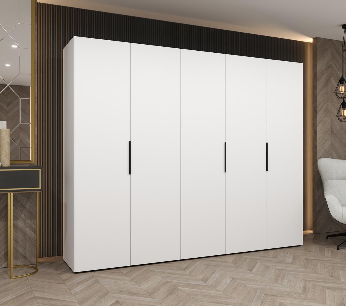 DREHTÜRENSCHRANK 202/250/52 5-türig - Schwarz/Weiß, Holz (250/202/52cm) - MÖBEL KRYSPOL