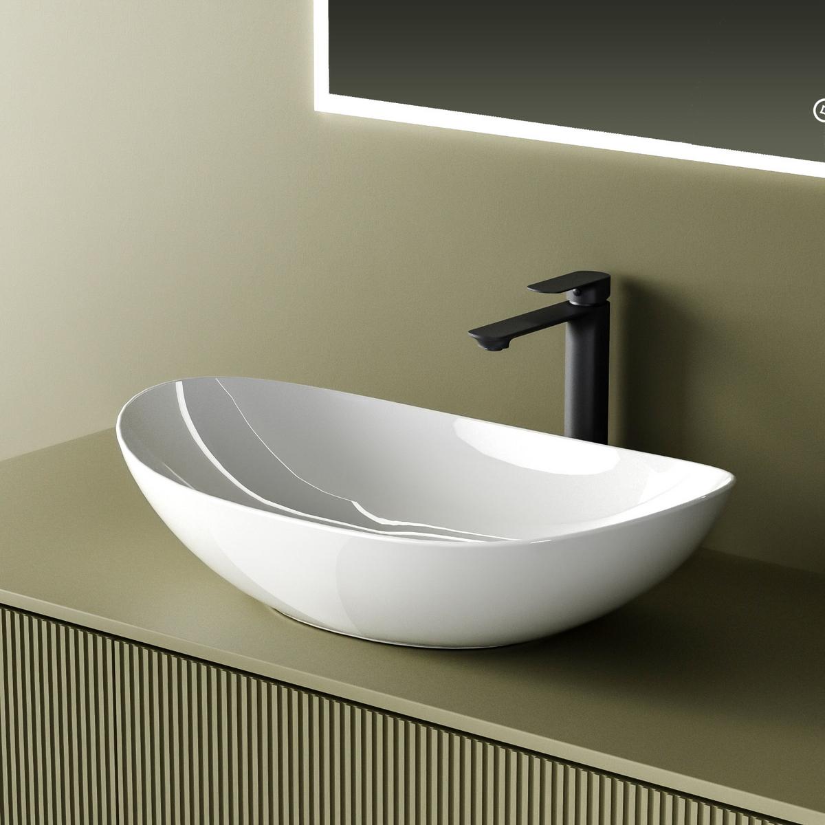 WASCHBECKEN mit pflegeleichter Oberfläche Weiß 61,5 / 36 / 15,5 cm - Weiß, Keramik (36/15.5/61.5cm) - EMKE
