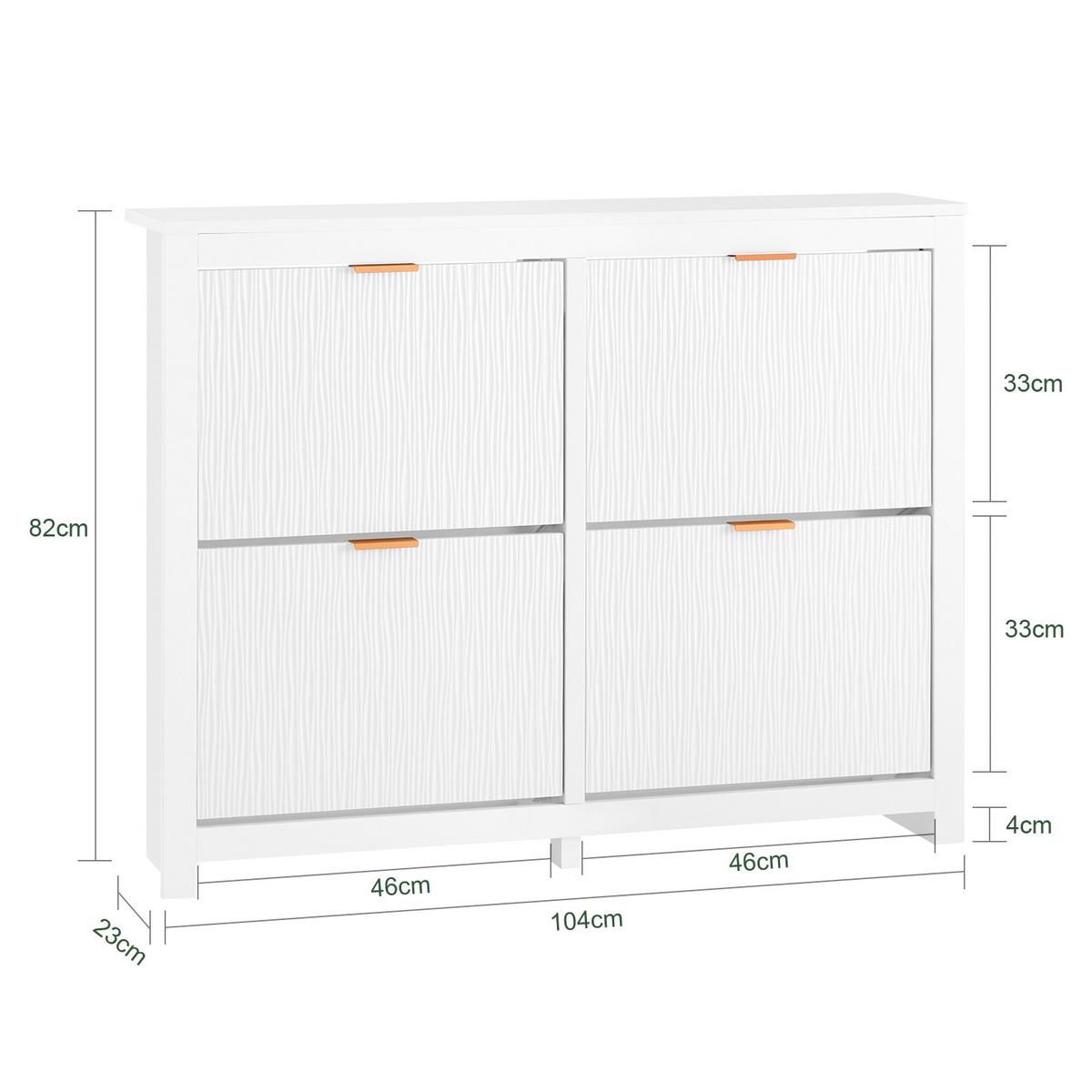 SCHUHSCHRANK Weiß 104x82x23cm - Weiß, Holzwerkstoff/Metall (104/82/23cm) - SoBuy