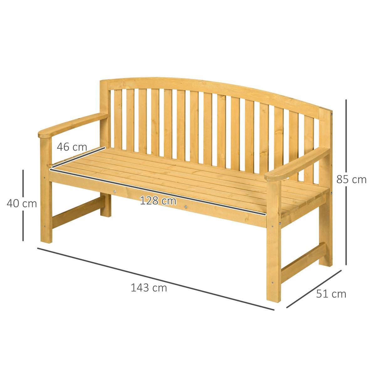 GARTENBANK 2-Sitzer aus Tannenholz Orange - Orange, Holz (51/85/143cm) - Outsunny