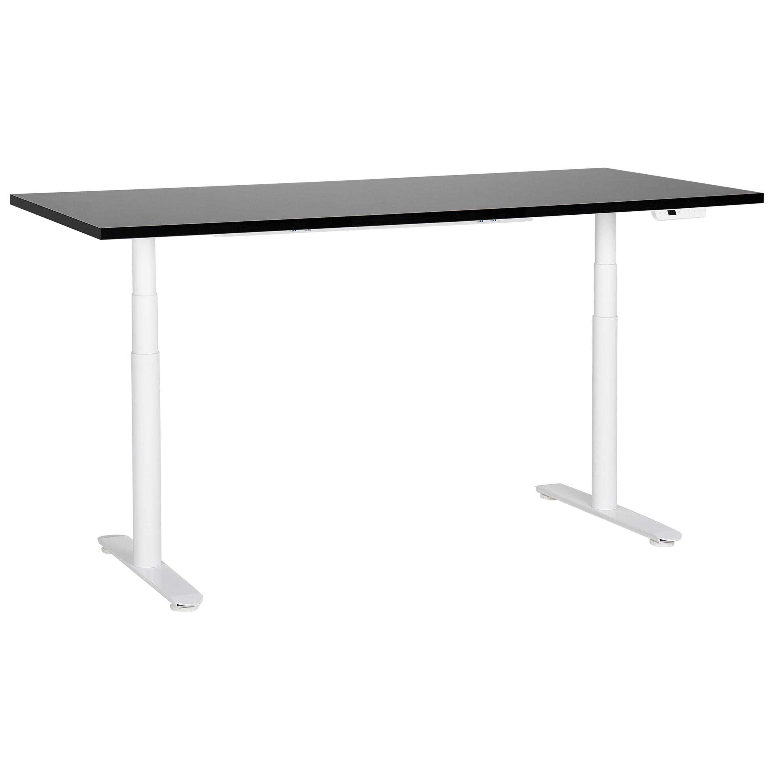 SCHREIBTISCH schwarzweiß 180/80cm elektrisch höhenverstellbar Destin IV - Schwarz/Weiß, Holz (80/180/67cm) - Beliani