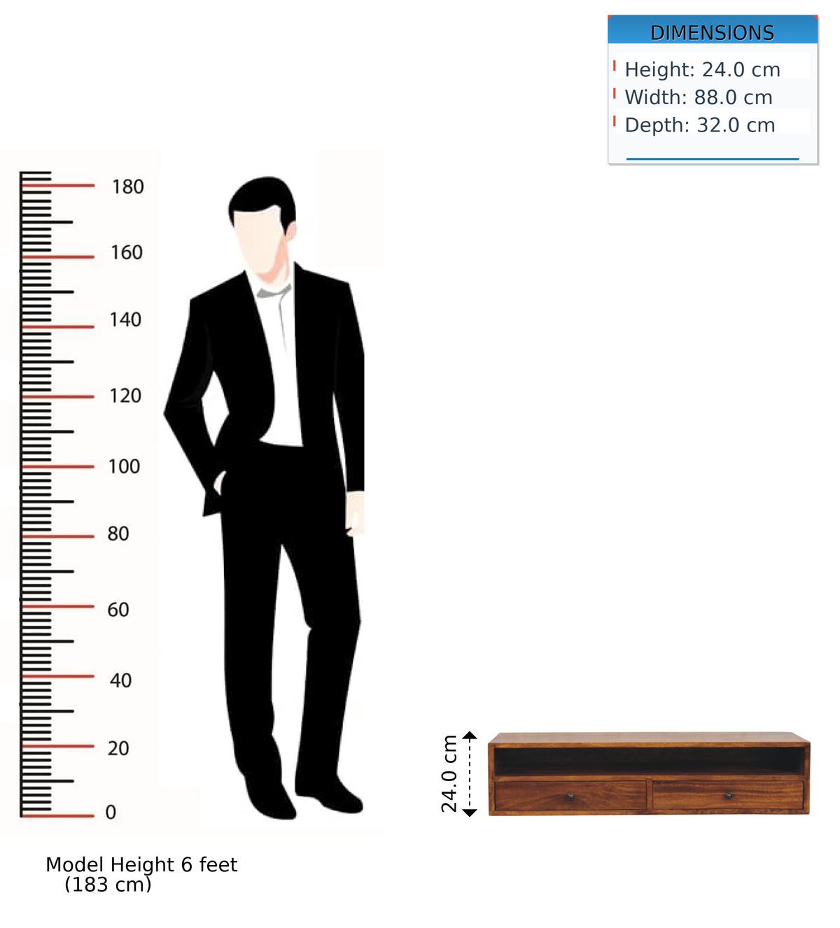 MEDIENEINHEIT mit Kastanien-Finish, 2 Schubladen, 1 offene Ablage, Braun - Braun, Holz (88/24/32cm) - Artisan Furniture