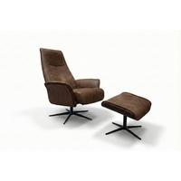 RELAXSESSEL FERREIRA Braun Lederfaserstoff Relaxfunktion - Schwarz/Braun, Leder/Metall (78/106/84cm) - KAWOLA