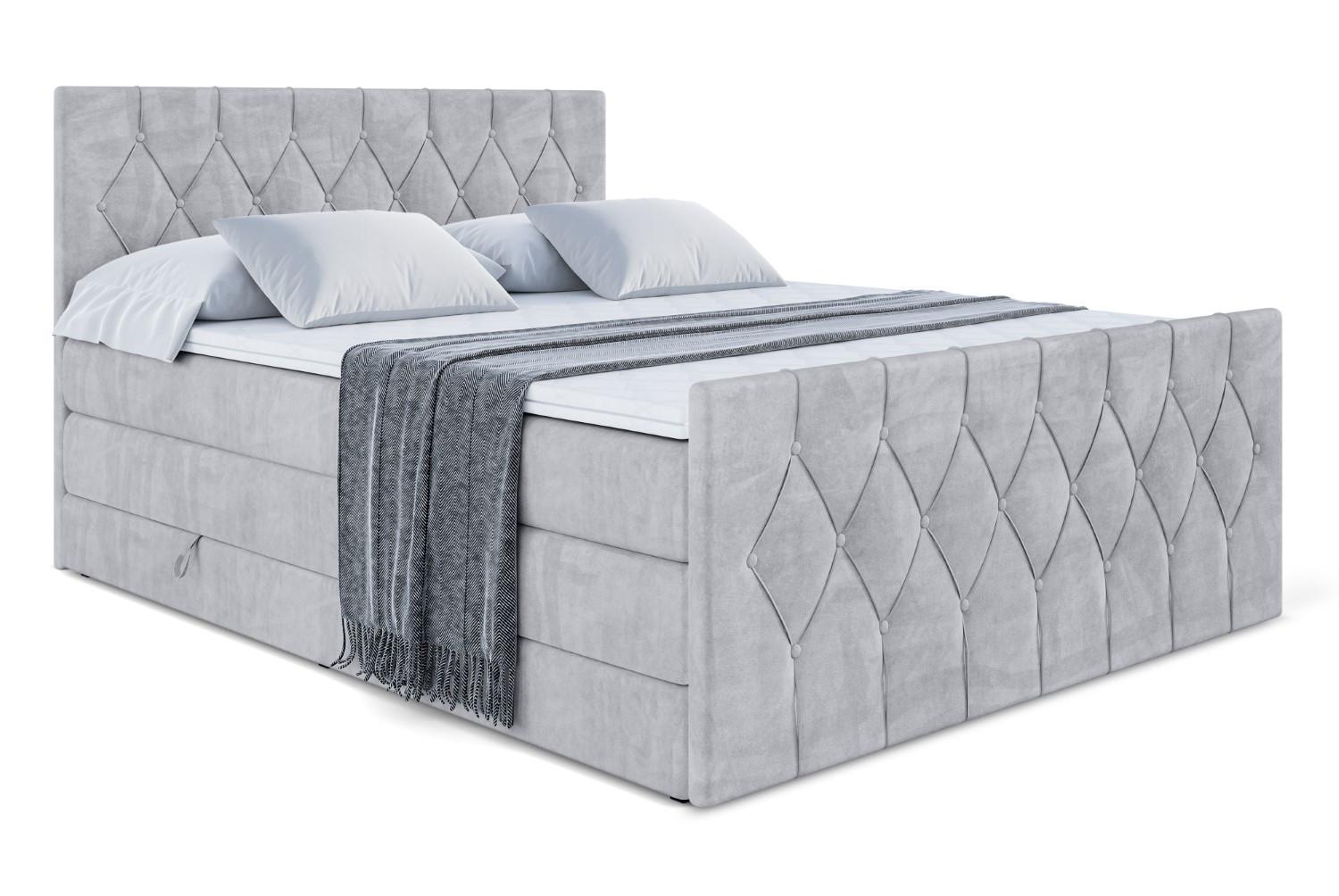 BOXSPRINGBETT VELANTO-Z KING - 120 x 200 - H3/H4 - Hellgrau - Hellgrau, Holzwerkstoff (120/200cm) - ALTDECOR