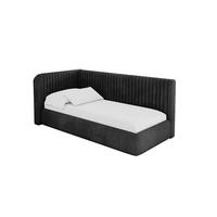 EINZELLBETT Jugendbett mit Bettkasten, Rechts - AURY 100x200 Schwarz - Anthrazit, Holzwerkstoff/Textil (100/200cm) - ALTDECOR