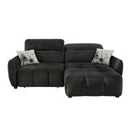 ECKSOFA mit elektrischer Sitztiefenverstellung, Kopflehnen verstellbar, USB-C und -A Ladefunktion B260/T191/H106 cm, Velours Anthrazit Schwarz / 15406 - Multicolor/Schwarz, Kunststoff/Textil (260/191cm) - luma-home