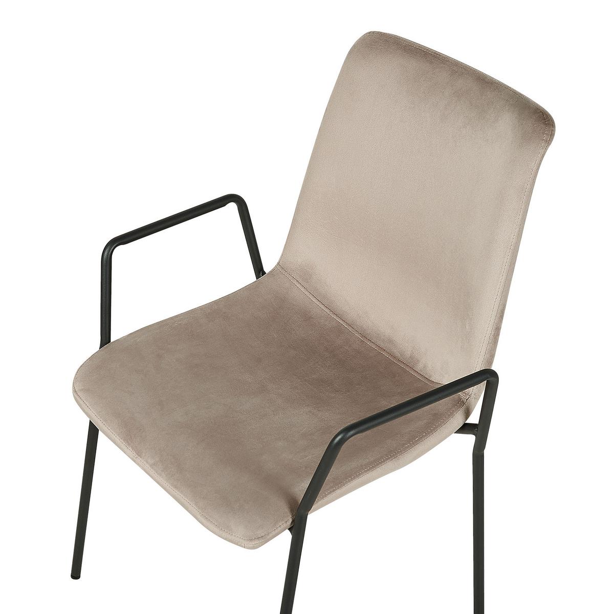 ESSZIMMERSTUHL 2er-Set Samtstoff Beige Jefferson - Beige, Textil/Metall (57/87/60cm) - Beliani