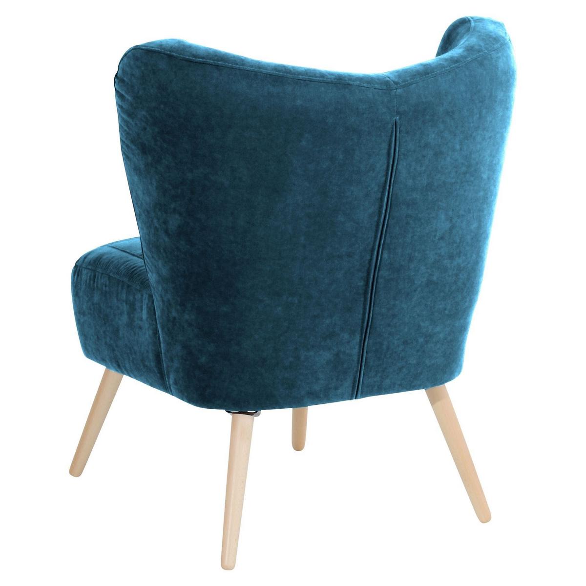 SESSEL Kathy Bezug Veloursstoff Buche natur / petrol - Blau, Kunststoff (70/86/69cm) - 58aufmkessel