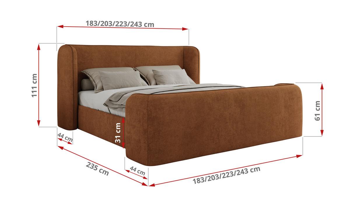 POLSTERBETT EMORA CLASSIC DUO 180/200 - Orange Strukture - Pocket-Matratze - Orange, Textil (180/200cm) - MKS