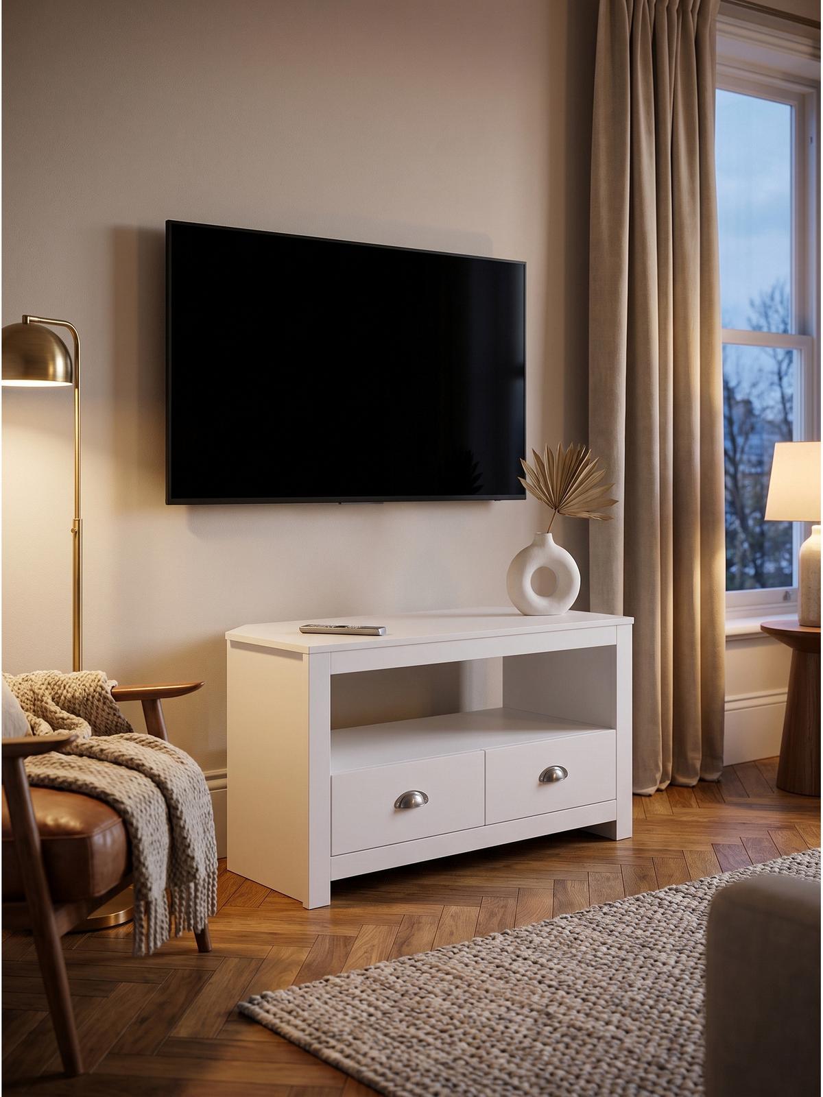 LOWBOARD SIMETO, Spanplatte, mit Stauraum, Weiß, 85 x 39 x 58 cm - Weiß, Holzwerkstoff/Metall (85/58/39cm) - KADIMA DESIGN