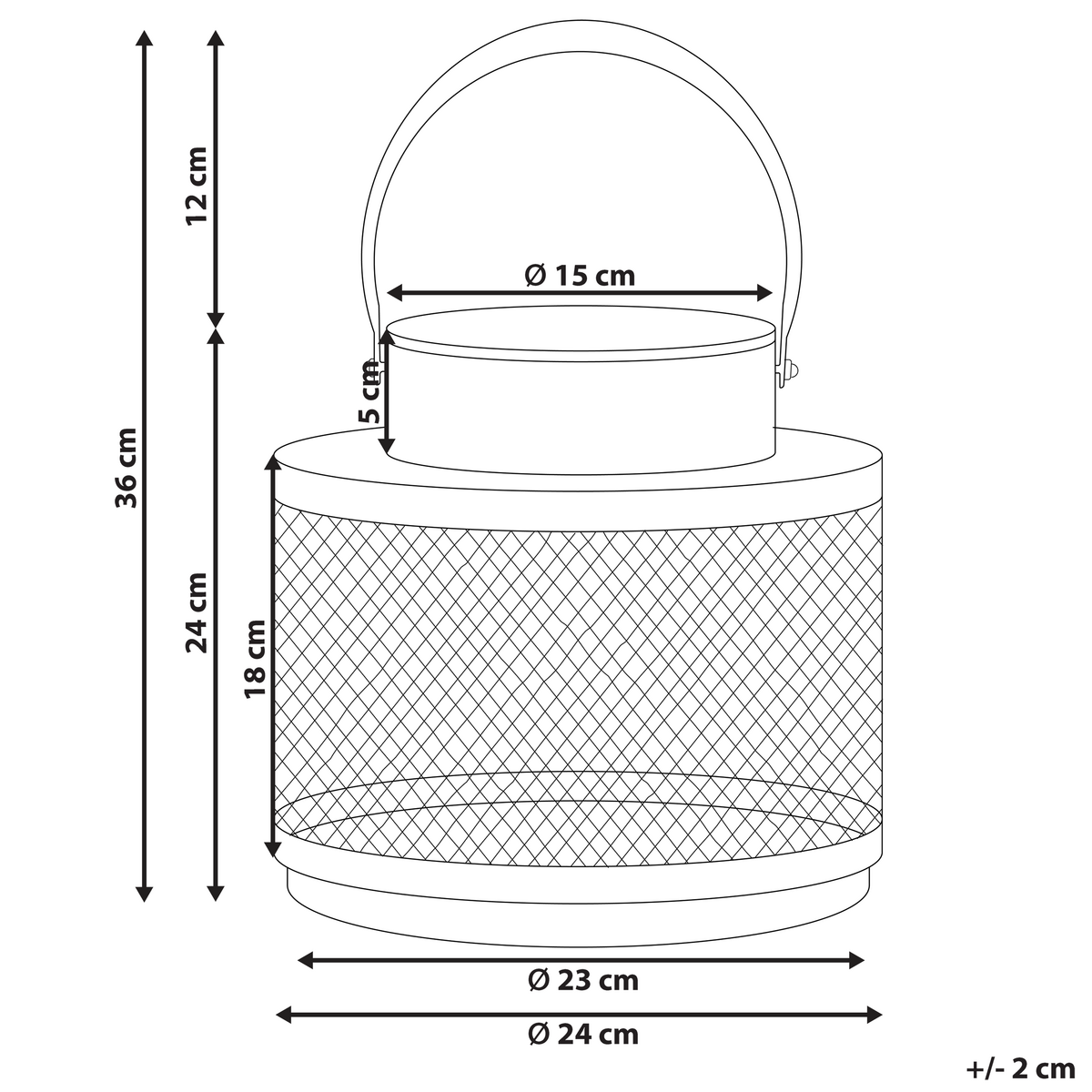LATERNE Metall 24 cm Schwarz Yamdena - Schwarz, Metall (24/24/24cm) - Beliani