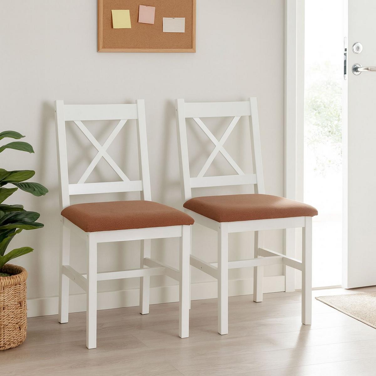 ESSZIMMERSTUHL Weiß, Orange 2er-Set - Orange/Weiß, Holz (43/85/44cm) - MCW