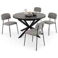 ESSGRUPPE TOLEDO 5er Set schwarz - Schwarz, Holzwerkstoff/Metall - IDIMEX