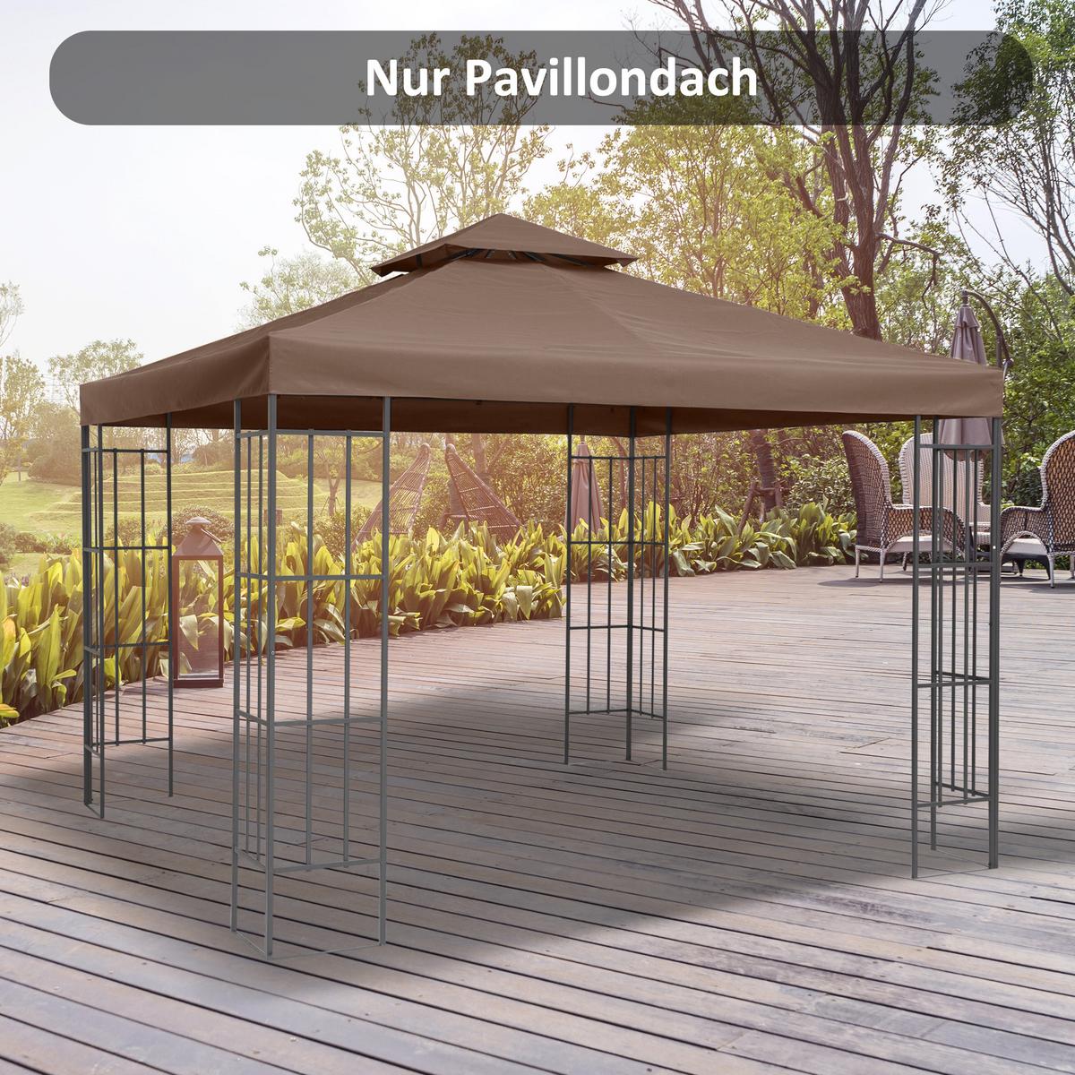 PAVILLONDACH, Polyester, Kaffee - Braun, Kunststoff (300/18/300cm) - Outsunny